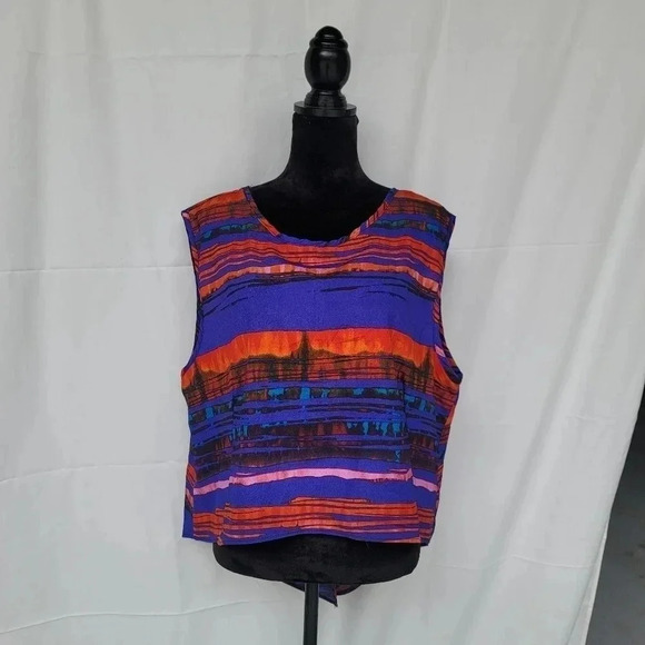 La Bes Tank Top Womens Purple Orange Slit Back Sleeveless Hi Low Slit 3XL - Picture 8 of 10